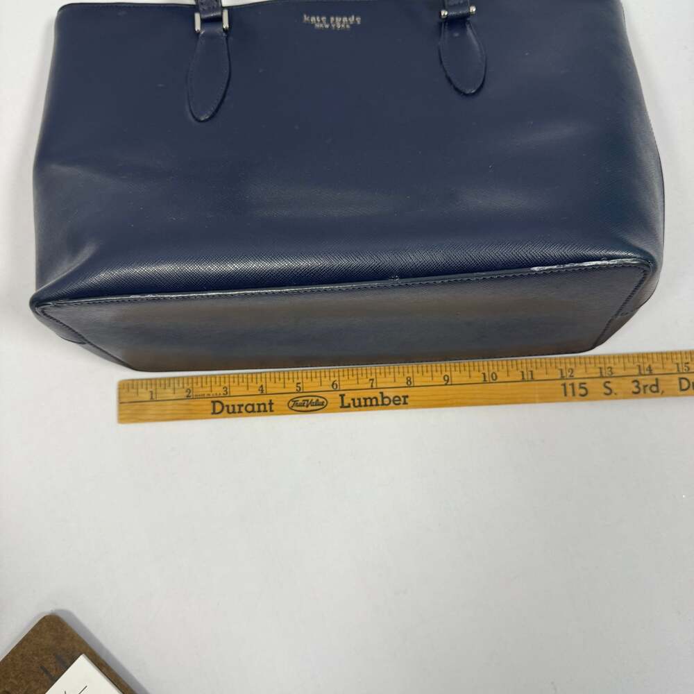 Kate Spade Harper Refined Grain Leather Large Top Zip Shoulder Tote Navy - Picture 8 of 10